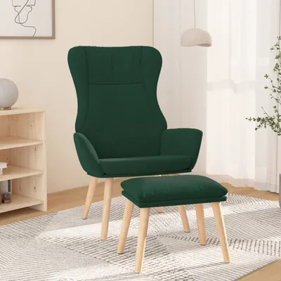 Obrázok produktu pre Relaxačné kreslo s podnožkou tmavozelené látka