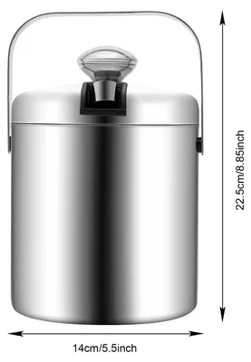 Produktbild von Isolierter Eiseimer - Doppelwandiger Eiskübel mit Deckel - 1,3 l - Edelstahl - Mit Eiszange - Tragbar für Getränke und Cocktails - Silber