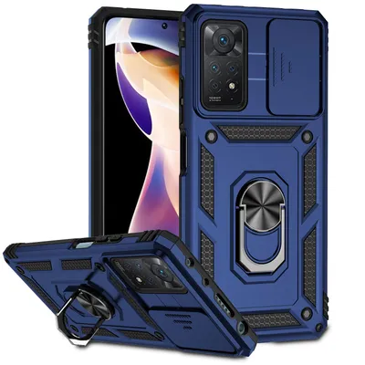 Obrázek produktu pro Pouzdro pro Xiaomi Redmi Note 11 Pro/Note 11 Pro 5G dvouvrstvé pouzdro s posuvným krytem kamery a prstencovým stojánkem modré