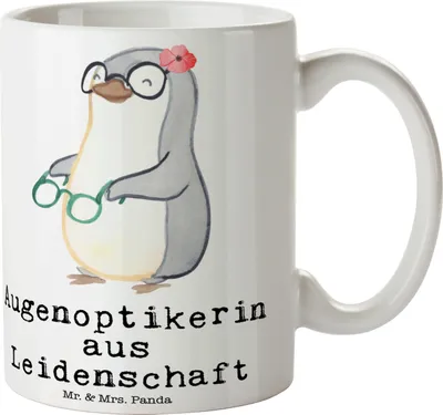 Produktbild von Mr. & Mrs. Panda Tasse Augenoptikerin Leidenschaft - Weiß - Geschenk, Kaffeetasse, Teetasse, Optikerin, Eröffnung, Jubiläum, Trinkbecher, haferl, Brillengeschäft, Spruch