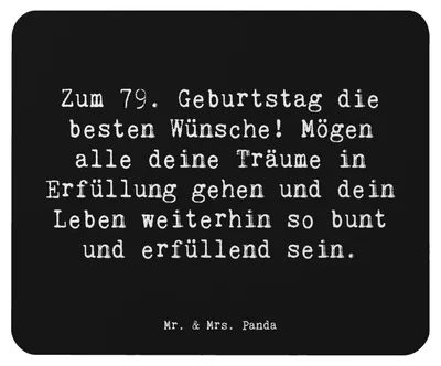 Produktbild von Mr. & Mrs. Panda Mauspad Spruch 79. Geburtstag - Schwarz - Geschenk, laptop, Geburtstagsparty, Geburtstagsfeier, Mouse Pad, mousepad, mousematte, Happy Birthday, Alter