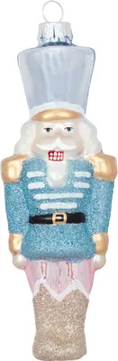 Produktbild von Greengate Anhänger Glas Nussknacker pale blue glitter large 15cm