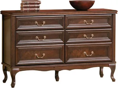 Produktbild von Casa Padrino Luxus Jugendstil Massivholz Kommode mit 6 Schubladen Dunkelbraun 135 x 42,5 x H. 86,6 cm - Barock & Jugendstil Schlafzimmer Möbel
