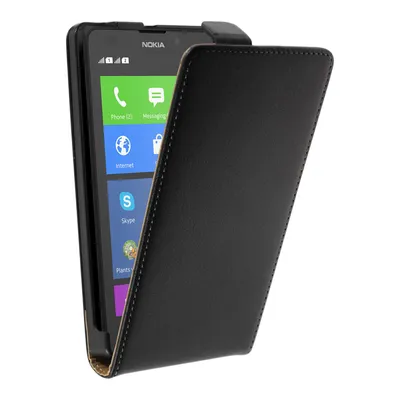 Produktbild von PhoneNatic Kunst-Lederhülle kompatibel mit  Nokia XL - Flip-Case schwarz + 2 Schutzfolien