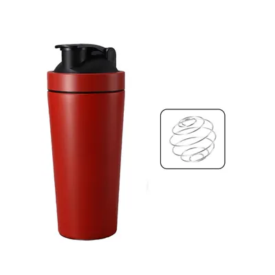 Produktbild von Trinkflasche Edelstahl mit Mix kugel Proteinshaker 500ml für Freizeit Sport Fitness Rot