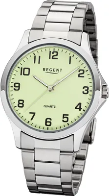 Produktbild von Regent Armbanduhr mit Leuchtzifferblatt Metall-Armband in silber - deutsche Uhrenmarke Zeitlos