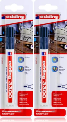 Produktbild von edding 3300 Permanent Marker blau Spitze 1-5mm wasserfest, wischfest (2er Pack)