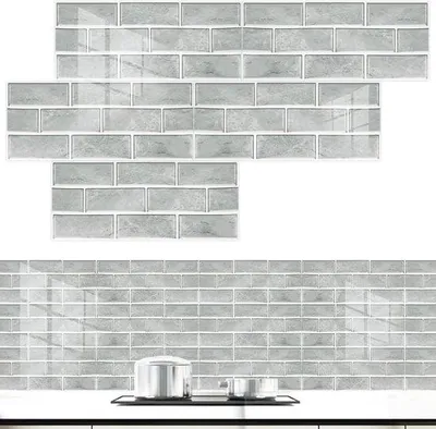 Imagen del producto de Adhesivos 3D grises para azulejos, ideales para cocina y baño. Autoadhesivos e impermeables