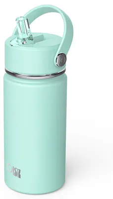 Image de Bouteille d'eau pour enfants, vert menthe, avec paille, en acier inoxydable 316, à double paroi isolante