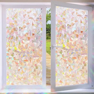 Image de Film pour fenêtres Unyqoos® – film autocollant, incolore, avec effet arc-en-ciel 3D, protection UV et protection de l'intimité, opaque, idéal pour les bureaux et les salons, dimensions 90 x 200 cm