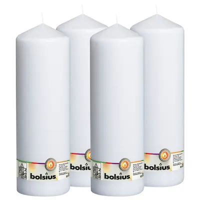 Produktbild von Bolsius Stumpenkerze Cello XXL Weiß - 30 cm / ø 10 cm - 4 Stück