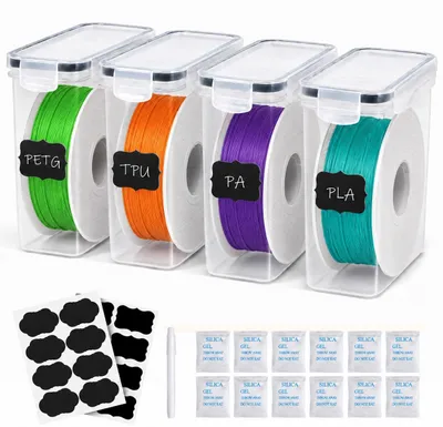 4 Filament-Aufbewahrungsboxen, luftdicht, 4,0 l, mit Trockenmittel