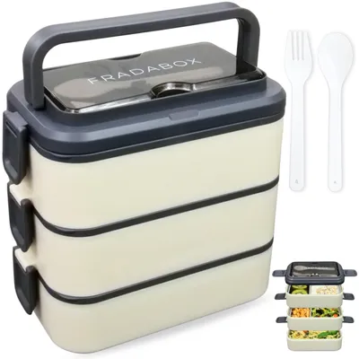 Bento Lunchbox 2700 ml, 3 Etagen, Edelstahl, BPA-frei, auslaufsicher