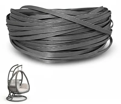 Kunststoff-Rotan 65 m, flach gewebt, PE, grau – Reparaturset