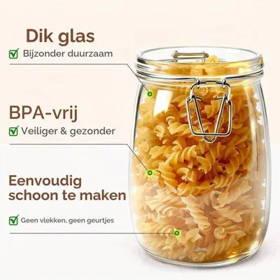Produktbild von Luftdichte Glasbehälter, 1 Liter, Set mit 3 Stück