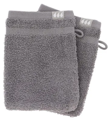 Produktbild von 2er-Set Waschlappen, 15 x 21 cm, 100 % Baumwolle, grau