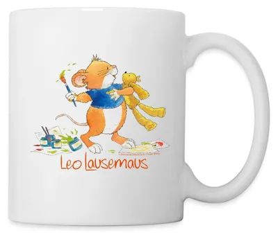 Produktbild von Spreadshirt Leo Lausemaus Malen mit Teddy Tasse, One size, Weiß