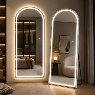 LED-Stehspiegel 180x67 cm, dimmbar, 3 Lichtfarben, modern