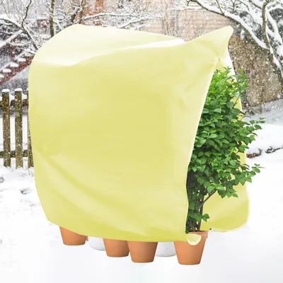 Image de Protection hivernale pour plantes, dimensions 200 x 240 cm - Tissu non tissé avec cordon de serrage et fermeture éclair
