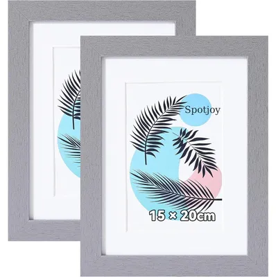 Obrázok produktu pre Rámčeky na fotografie, 15x20 cm, sada 2 kusov, rám z MDF s akrylátovým sklom, vhodné na stôl aj na zavesenie, strieborno-šedá farba
