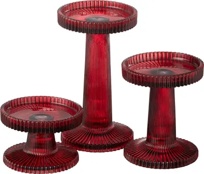 Image de J-Line Set De 3 Chandeliers Nelly Verre Rouge Cerise
