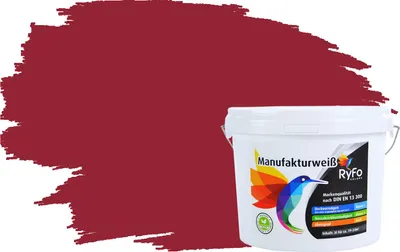 Produktbild von RyFo Colors Bunte Wandfarbe Manufakturweiß Kirschrot 3l - weitere Rot Farbtöne und Größen erhältlich, Deckkraft Klasse 1, Nassabrieb Klasse 1