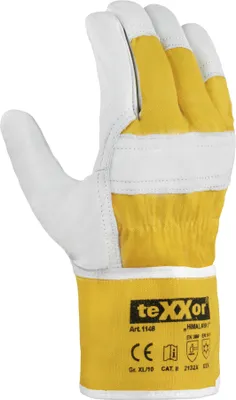 Produktbild von teXXor® Rindvollleder-Winterbauhandschuhe HIMALAYA I, Leder Natur/Drell Gelb
