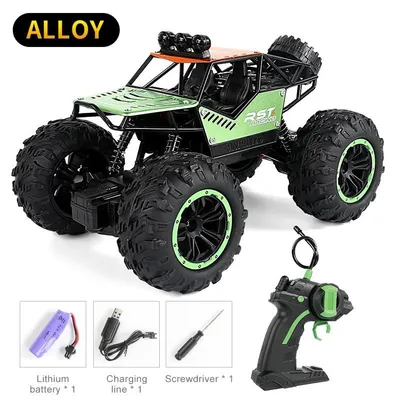 Produktbild von RC-Monstertruck im Maßstab ferngesteuertes Offroad-Auto mit Metallkarosserie, Doppelmotor, LED-Scheinwerfern und 2WD - Grün