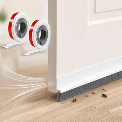 Immagine prodotto di Guarnizione autoadesiva per porte, 2 pezzi, guarnizione a spazzola, protezione efficace contro le correnti d'aria