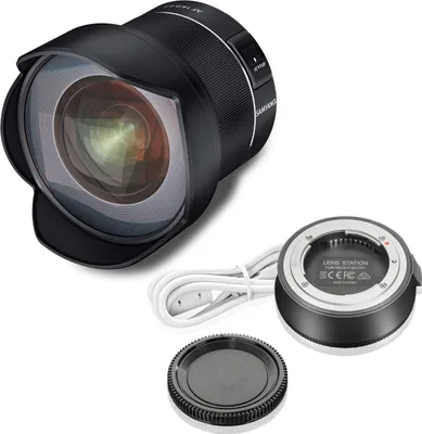 Produktbild von Samyang Set Ultra Weitwinkel Objektiv AF 14mm F2,8 kompatibel mit Nikon F & Lens Station – Autofokus mit 14 mm Festbrennweite für Vollformat – DSLR Spiegelreflex Kameras mit F Mount – Metallgehäuse (1023280)
