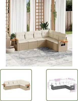 Produktbild von The Living Store 6-tlg. Garten-Sofagarnitur mit Kissen Beige Poly Rattan