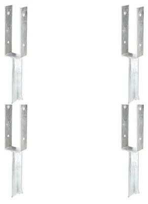 Immagine prodotto di Supporti per pali a U Alberts 4 pezzi con ancoraggio in calcestruzzo in ferro a T, 71x200 mm, zincati a caldo, da cementare, ancoraggio in calcestruzzo 200 mm