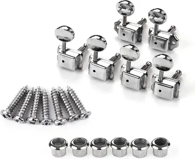 Image de mécanismes de verrouillage de guitare 6 pièces en métal pour la main droite, cordes semi-fermées-accordage��, remplacement avec vis de serrage