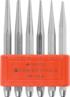 Zdjęcie produktu dla Zestaw przebijaków PB Swiss Tools, specjalnej jakości, w plastikowym uchwycie, 6-częściowy