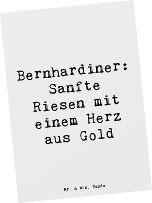 Produktbild von Mr. & Mrs. Panda Postkarte Spruch Bernhardiner Herz - Weiß - Geschenk, anpassungsfähig, Hunderasse, Grußkarte, Hund, Ansichtskarte, liebevolle Begleitung, Hunde