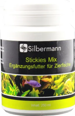 Produktbild von Silbermann Stickies Mix - an der Aquarienscheibe haftende Futtertabletten als Ergänzungsfutter mit Spirulina Astaxanthin Holz und Knoblauch (250 ml), SIS 135