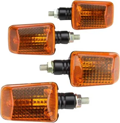 Immagine prodotto di Set indicatori di direzione arancioni anteriori + posteriori con numero E per scooter, moto, quad, ATV