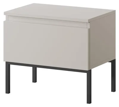 Nachttisch Melamin Grau 49 cm mit Schublade und Metallbeinen