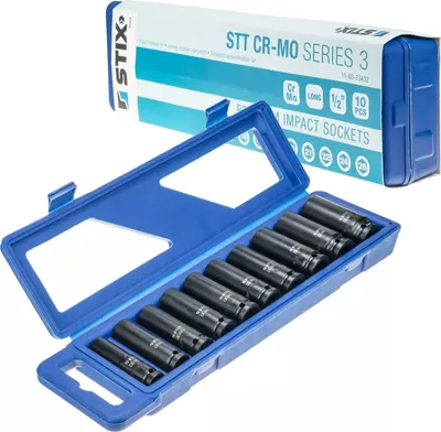 Produktbild von STIX Schlagschrauber Nüsse Set 10tlg 1/2" Steckschlüssel Cr-Mo Steckschlüsseleinsätze, 13-26mm