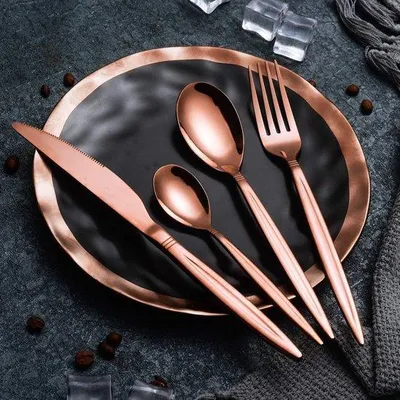 Image de Set de couverts en acier inoxydable 24 pièces, chromé rose, pour 6 personnes