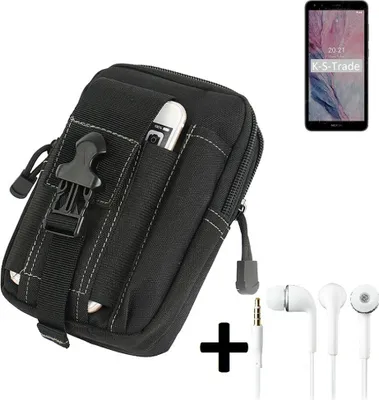 Produktbild von K-S-Trade Gürteltache + Kopfhörer kompatibel mit Nokia C01 Plus Gürtel Tasche Holster Schutz Hülle Handy Hülle  schwarz inkl. Extrafächer