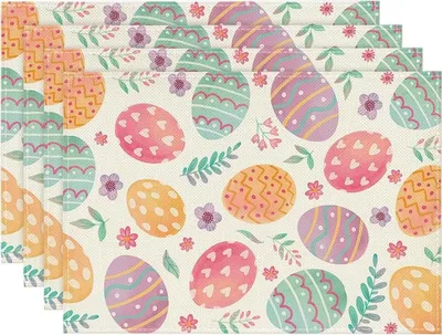 Produktbild von MEBLE ODNOWA, Dekorative Tischunterlage, bunten Ostereiern, 30 × 45 cm, Zarter, Ostern, Osterfeiertage, Strapazierfähig, Maschinenwaschbar