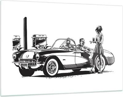 Produktbild von Bilder auf glas - Bar Auto Straße - 120x80cm - Glasbilder - Wandbilder - Kunstdruck - zum Aufhängen bereit - Wanddekoration aus Glas - Glas Bilder - Wandbild auf Glas - Einteilig - GAA120x80-3680