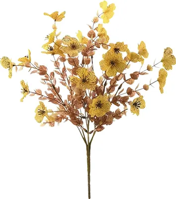 Produktbild von STILVORA Kunstpflanzen 12er Set, Kunstblumen Herbst, Realistische Plastikblumen, Kunstpflanzen für Dekoration, Falsche Blumensträuße für Zuhause, Büro, Wohnzimmer, Gelb