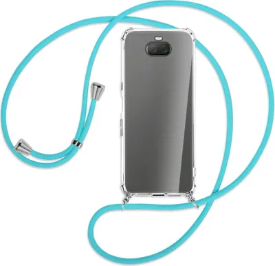 Produktbild von Handykette Backcover-Schutzhülle mit Band (Metall silberfarben) für Sony Xperia 10 Plus - türkis