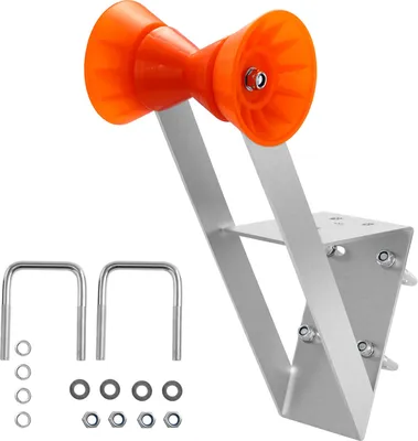 Produktbild von SucceBuy Bootsanhänger-Sitz mit Rolle, 50,8–76,2 mm Windenpfosten, Windstand mit orangefarbener TPU-Rolle & U-Bolzen, geeignet für Jetski, Segelboot, Fischerboot, Schnellboot (verzinkt), Silber