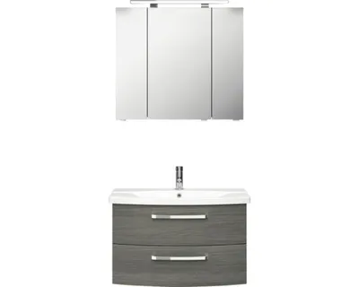 Produktbild von PELIPALSerie 4010 40100800119 Block bestehend aus:Keramik-Waschtisch, Unterschrank, Spiegelschrank mit Leuchte / 84cm