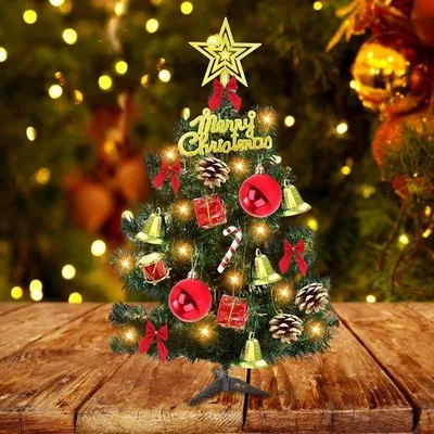 Produktbild von Mini-Weihnachtsbaum mit LED-Beleuchtung – Dekorierter Kunstweihnachtsbaum – 30 cm – Tischweihnachtsbaum – Weihnachtsdeko – Kunstbaum