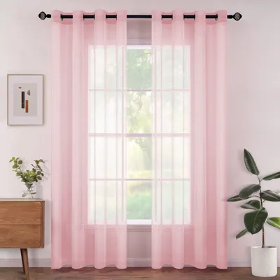 Transparente Vorhänge 2er-Set, 140x245 cm, rosa, mit Ringen