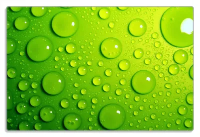 Produktbild von Wallario Frühstücksbrettchen aus Glas 20 x 30 cm mit rutschfesten Füßen, Motiv Wassertropfen auf Grün
